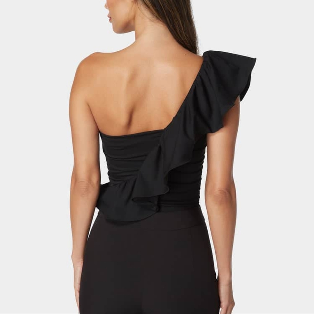 Bebe One Shoulder Ruffle Knit Bodysuit - Picture 3 of 5